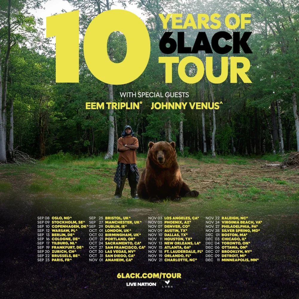 6LACK Announces “10 Years of 6LACK” World Tour