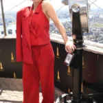Rhea Seehorn Visits The Empire State Building to Celebrate Pluribus in Dorothee Schumacher