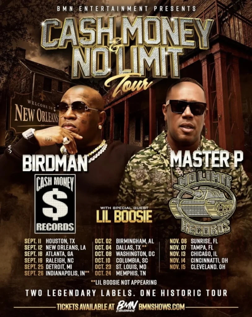 Cash Money and No Limit Announce Fall Arena Tour with Master P, Birdman, and More