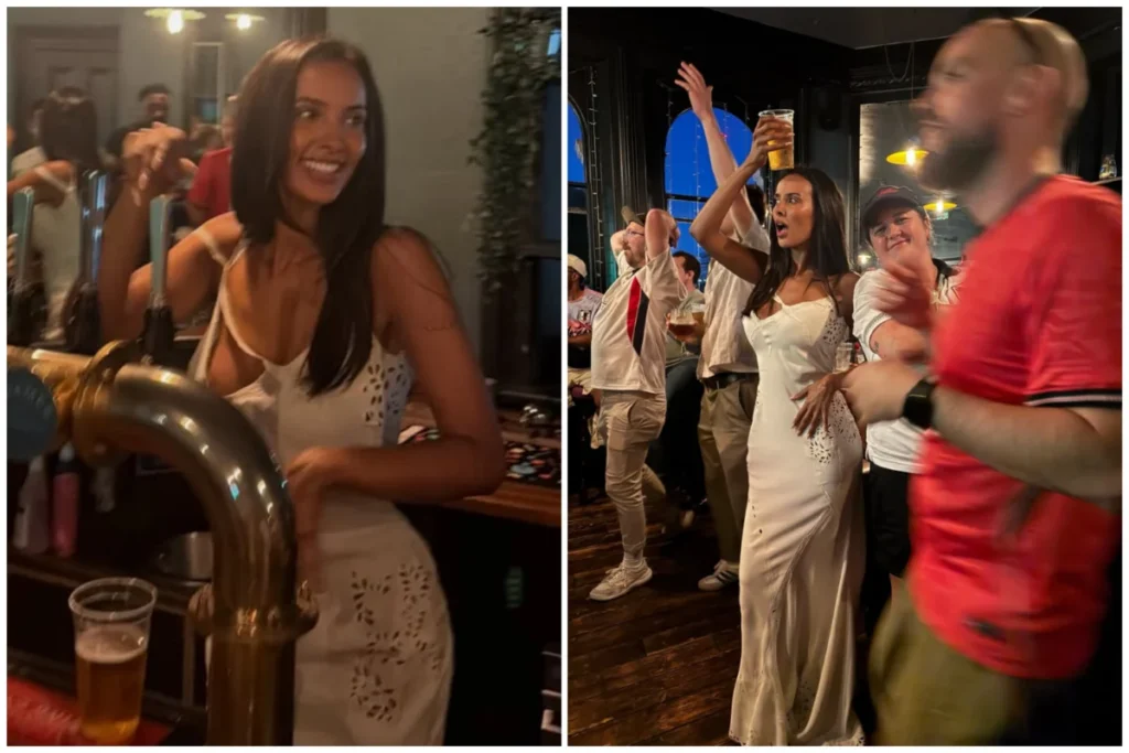 Maya Jama Transforms from Red Carpet Royalty to Pub Pinter in Iconic World Cup Spectacle